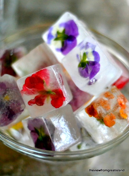 homemade flower ice cubes